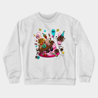 Cute celebration cake with different adorable candies. Crewneck Sweatshirt